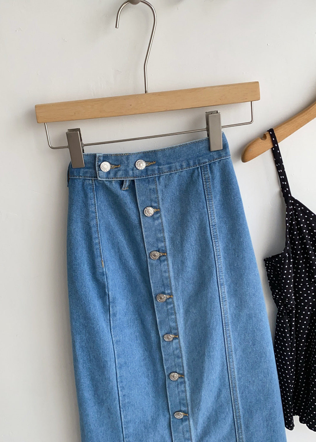 Jupe en jean femme style boutonnée enveloppée 2