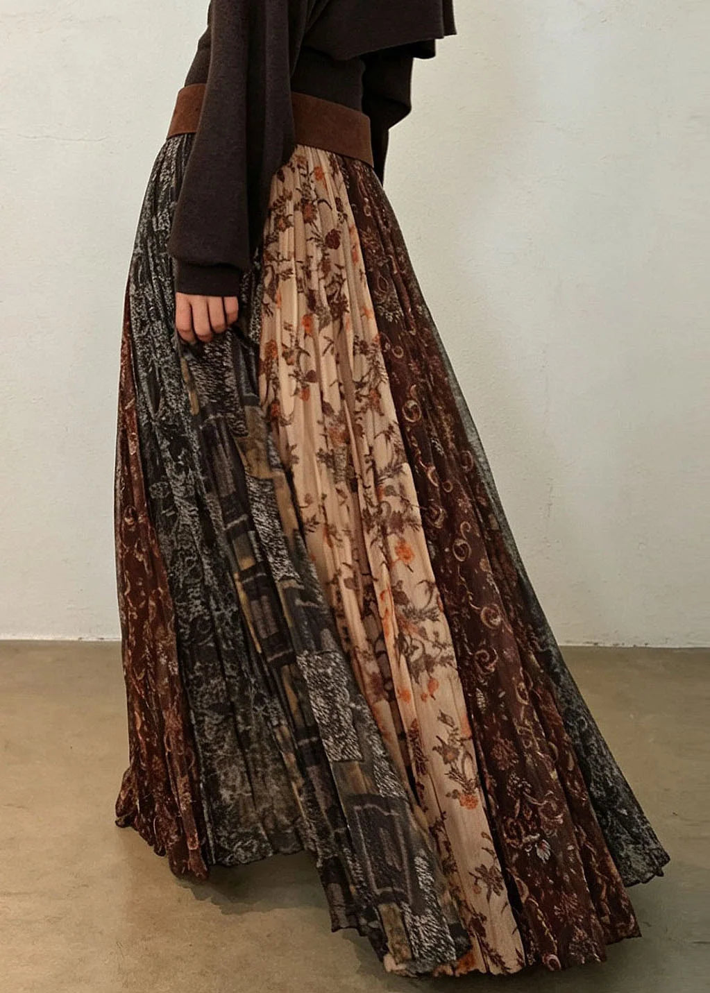 Jupe plissée vintage pour femme à taille élastique 4