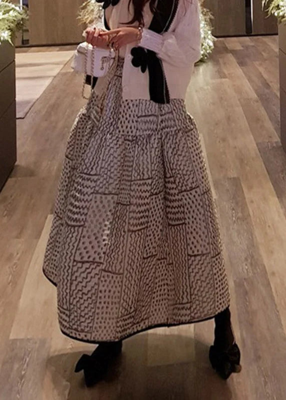 Jupe trapèze femme à taille élastique avec imprimé jacquard 3