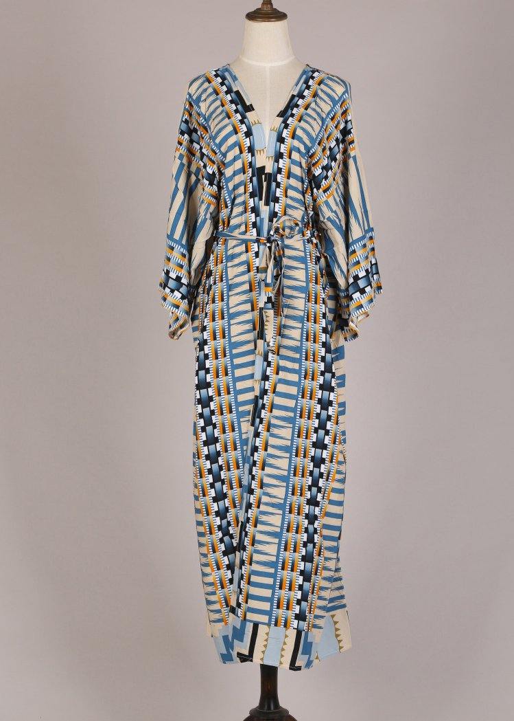 Kimono Femme à Manches Longues Imprimé Géométrique 4