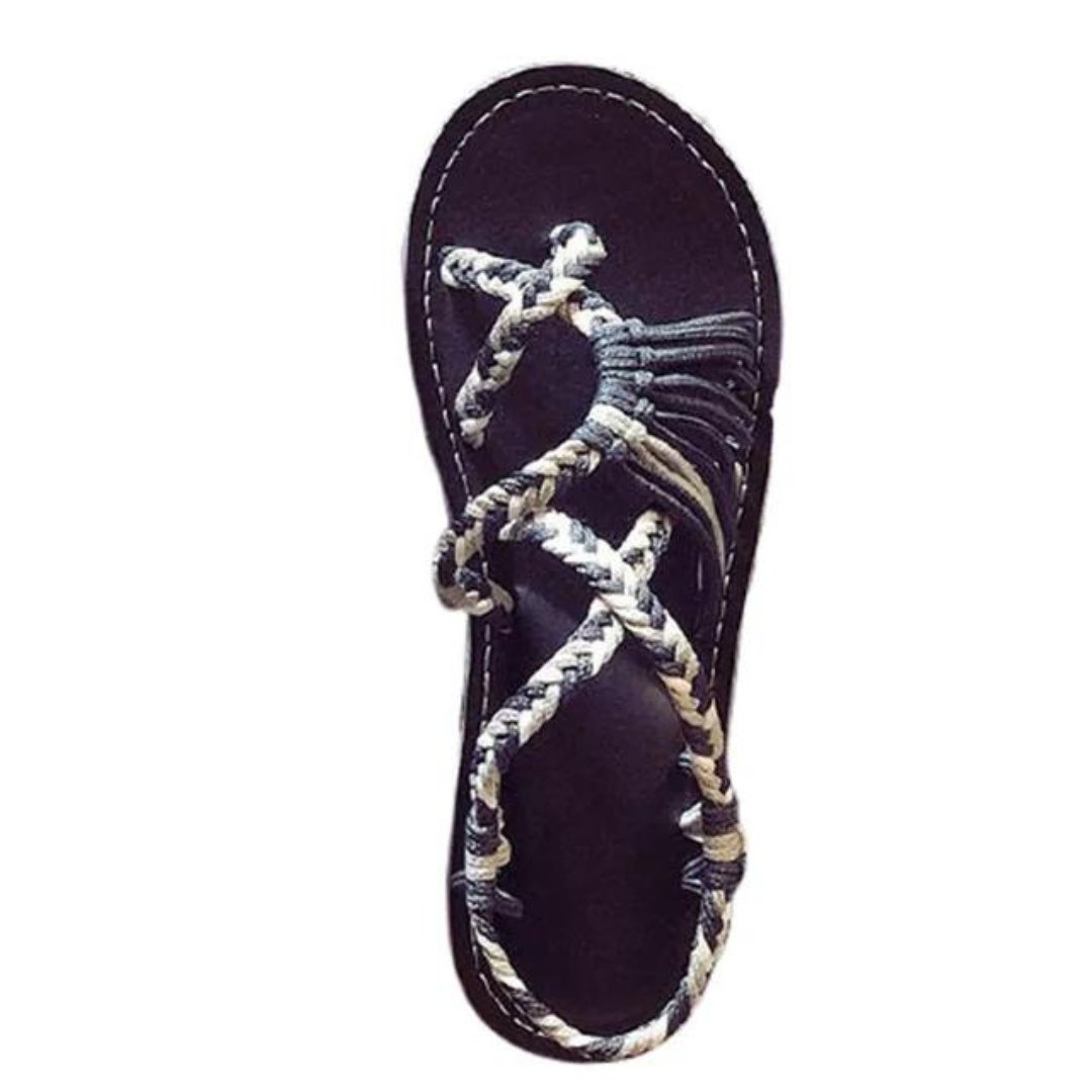 Sandales plates en corde tissée à la main