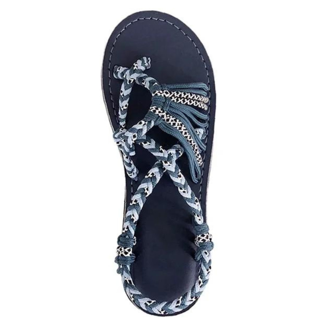 Sandales plates en corde tissée à la main