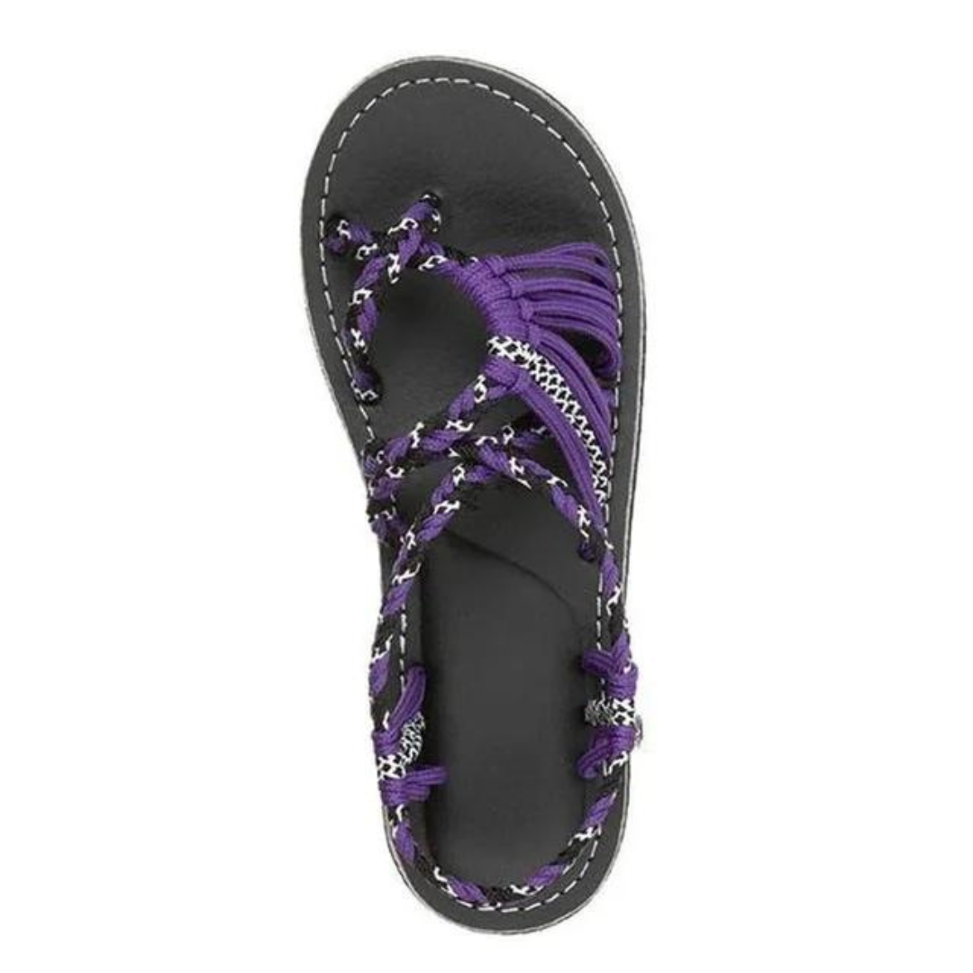 Sandales plates en corde tissée à la main