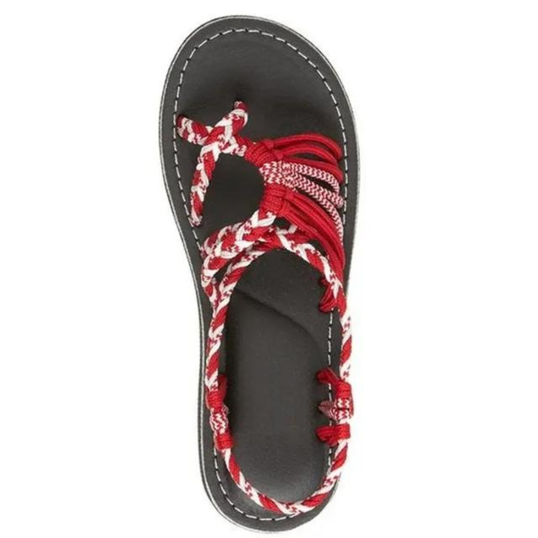 Sandales plates en corde tissée à la main