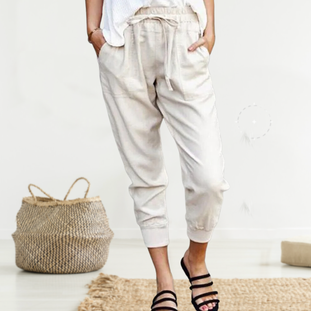 Variant image for Pantalon Femme Élégant Lin Léger Moderne-1