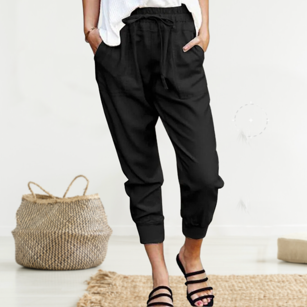 Variant image for Pantalon Femme Élégant Lin Léger Moderne-15
