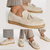 Mocassins pour Hommes Beige Élégants en Cuir Authentique-3