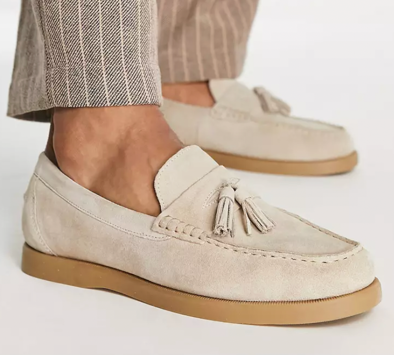 Mocassins pour Hommes Beige Élégants en Cuir Authentique-2