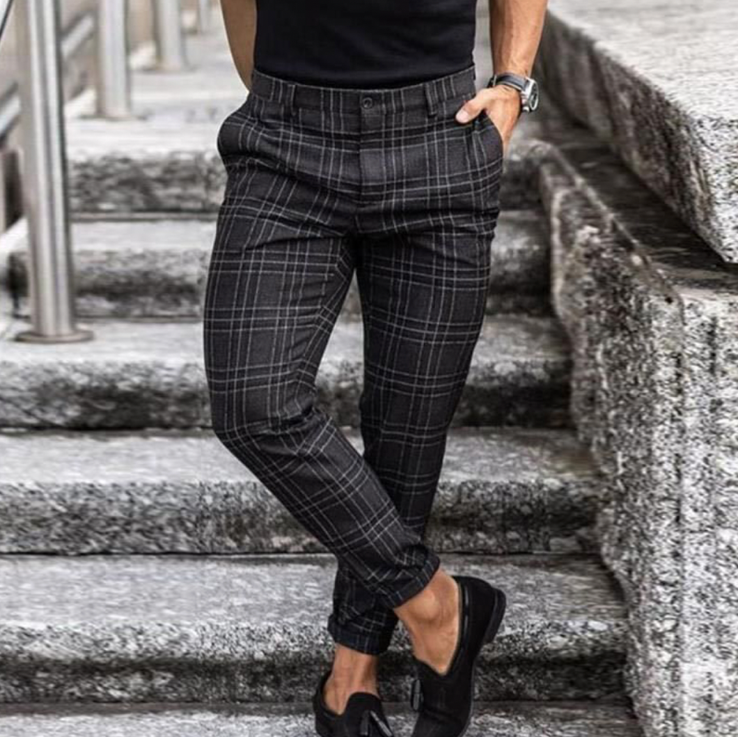 Variant image for Pantalon Homme Élégant à Motifs de Diamant en Tissu de Qualité-2