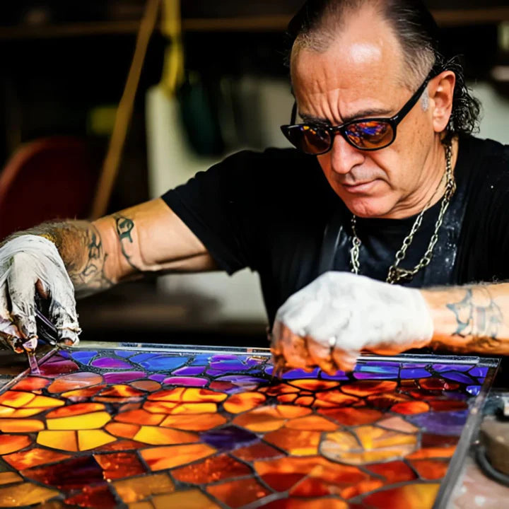 Lampe de Table Chat en Vitrail Artistique 2