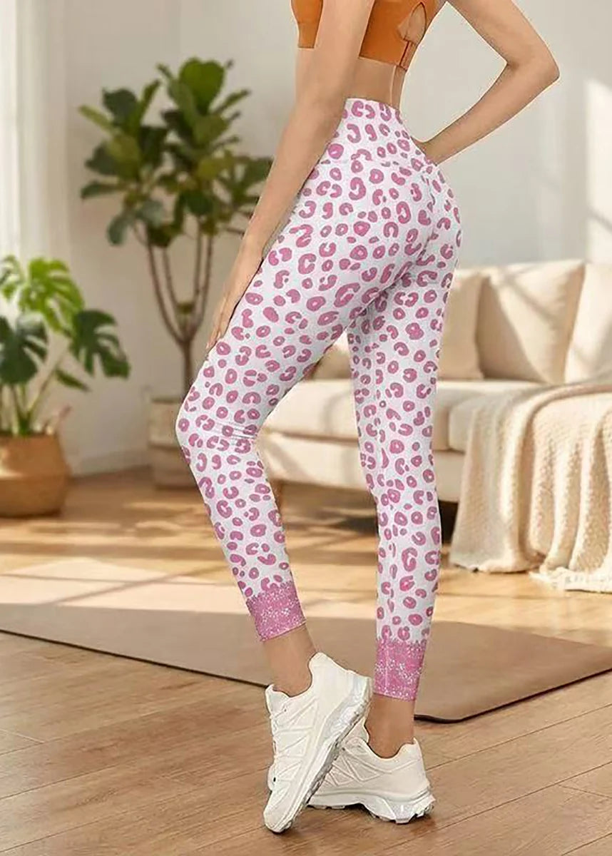 Legging Sport Femme Taille Haute Imprimé Léopard Capri 0