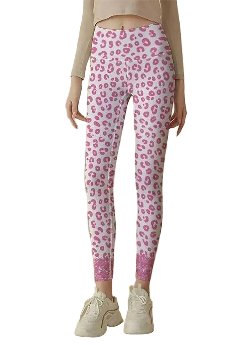 Legging Sport Femme Taille Haute Imprimé Léopard Capri 3