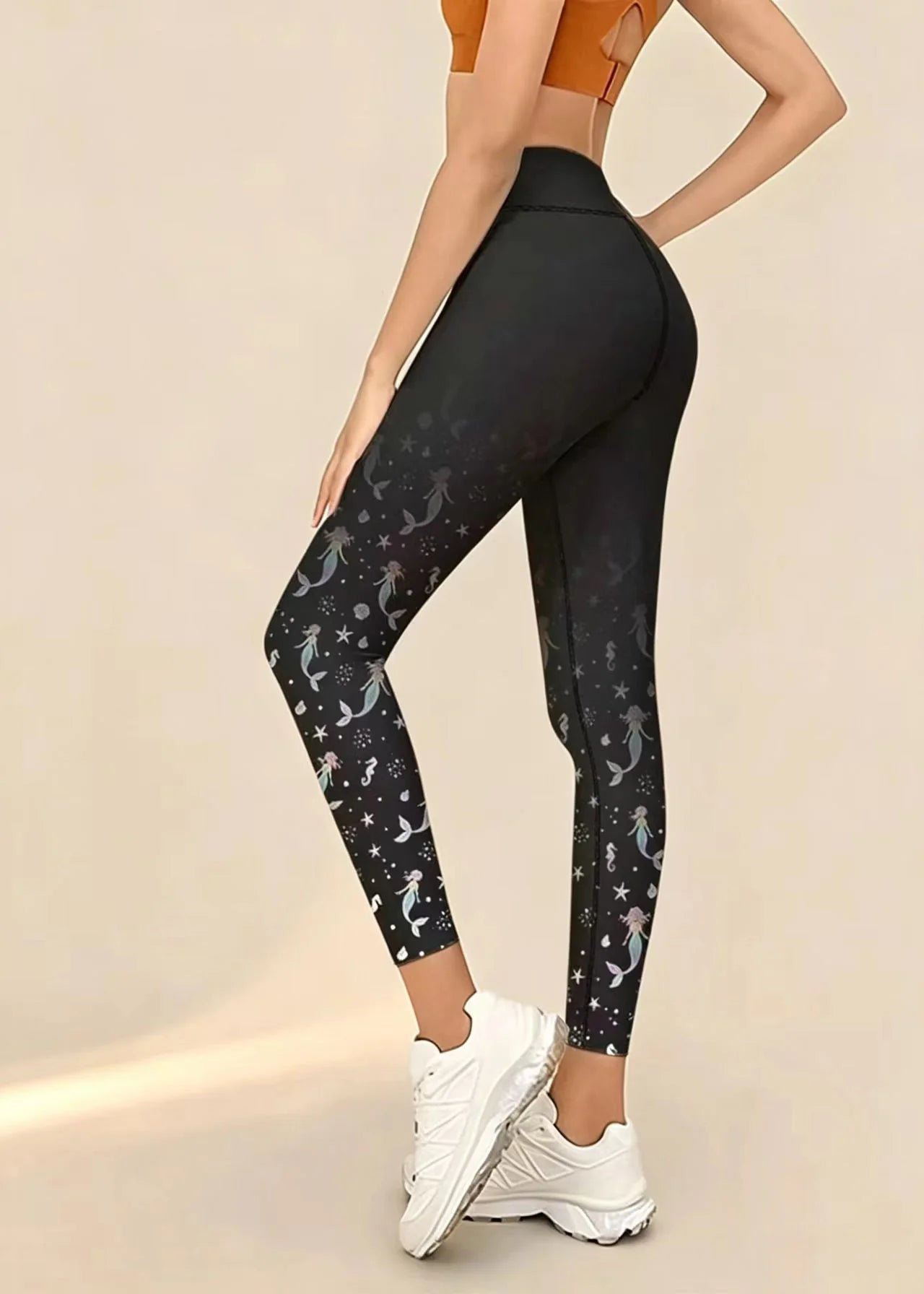 Leggings Capri Femme Taille Haute Imprimé Sirène 0