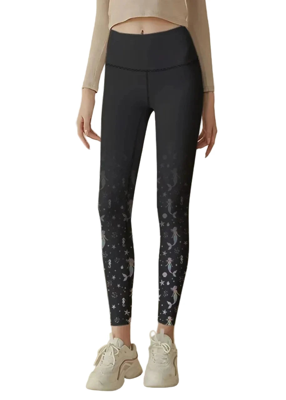 Leggings Capri Femme Taille Haute Imprimé Sirène 1