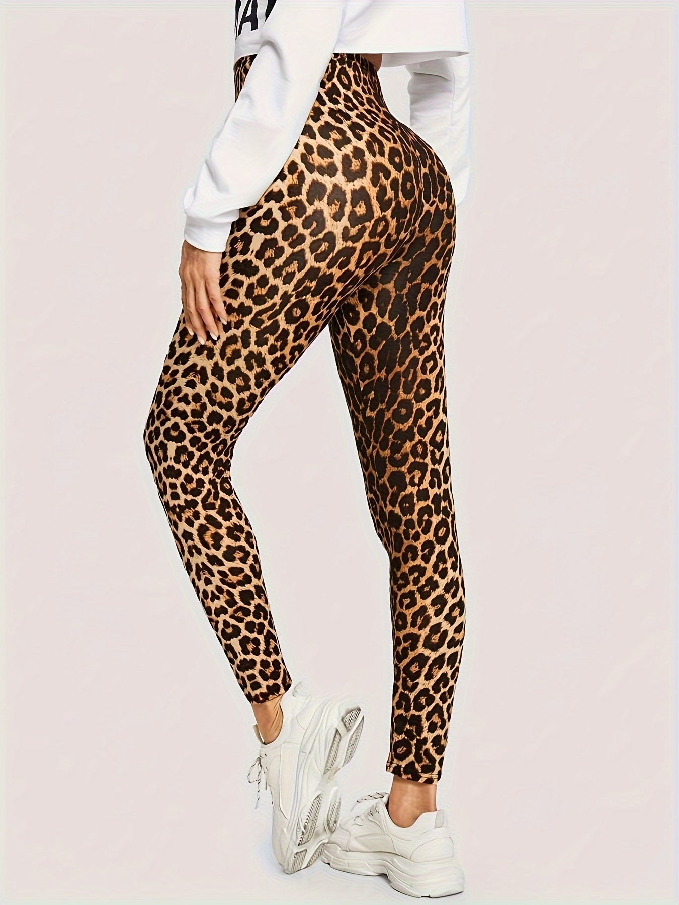 Leggings Femme Imprimé Léopard Élégant en Polyester et Spandex