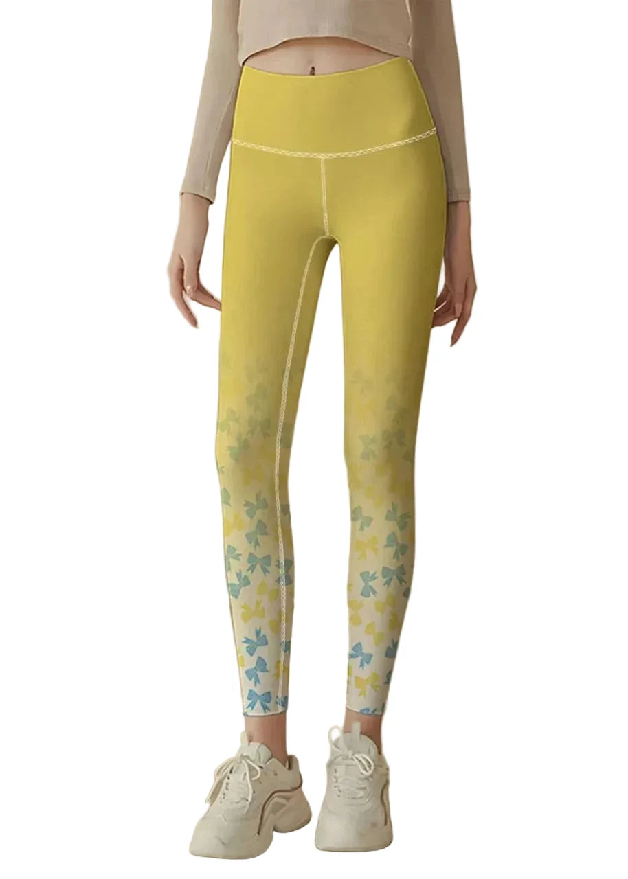Leggings de course Capri taille haute à imprimé dégradé avec effet froncé 0
