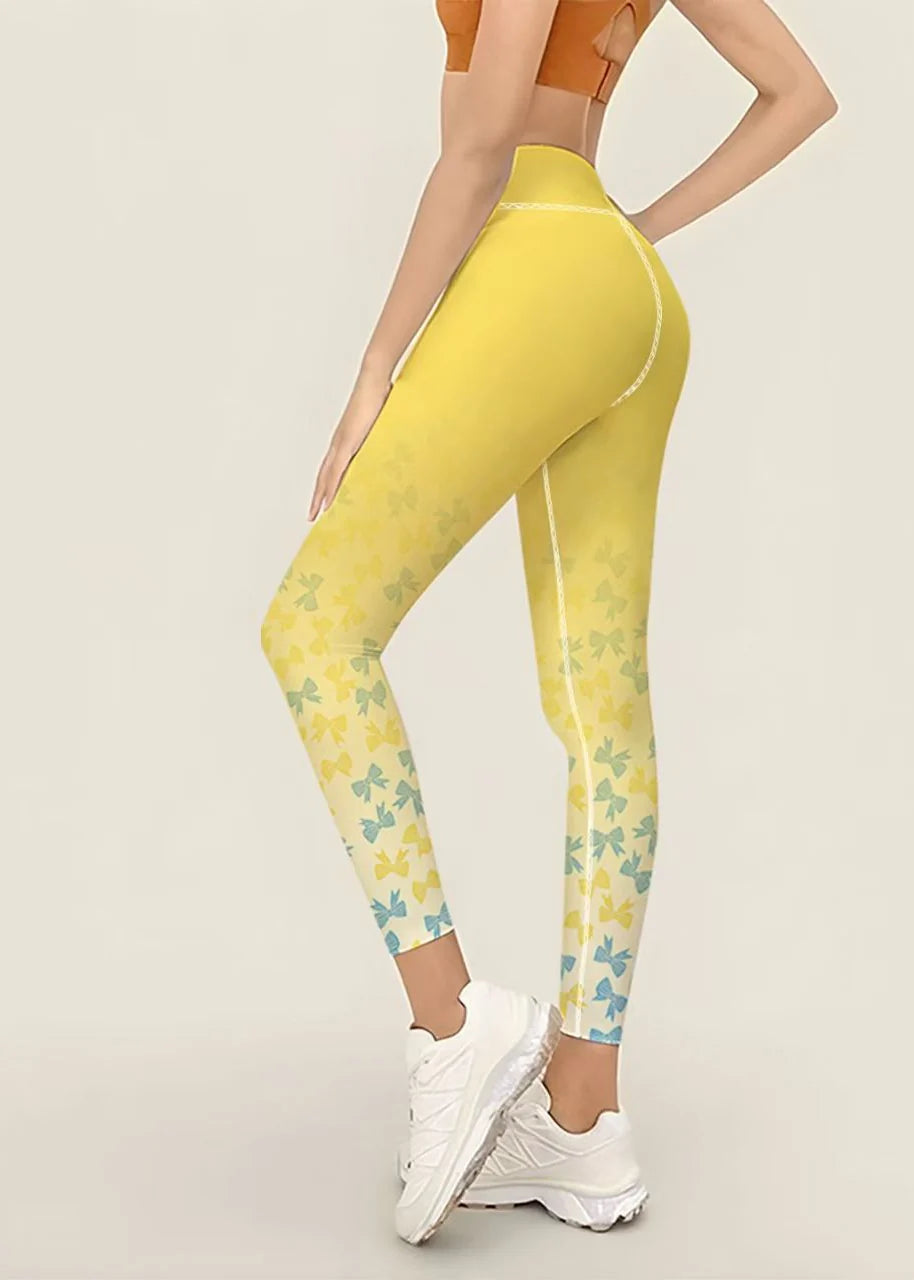 Leggings de course Capri taille haute à imprimé dégradé avec effet froncé 1