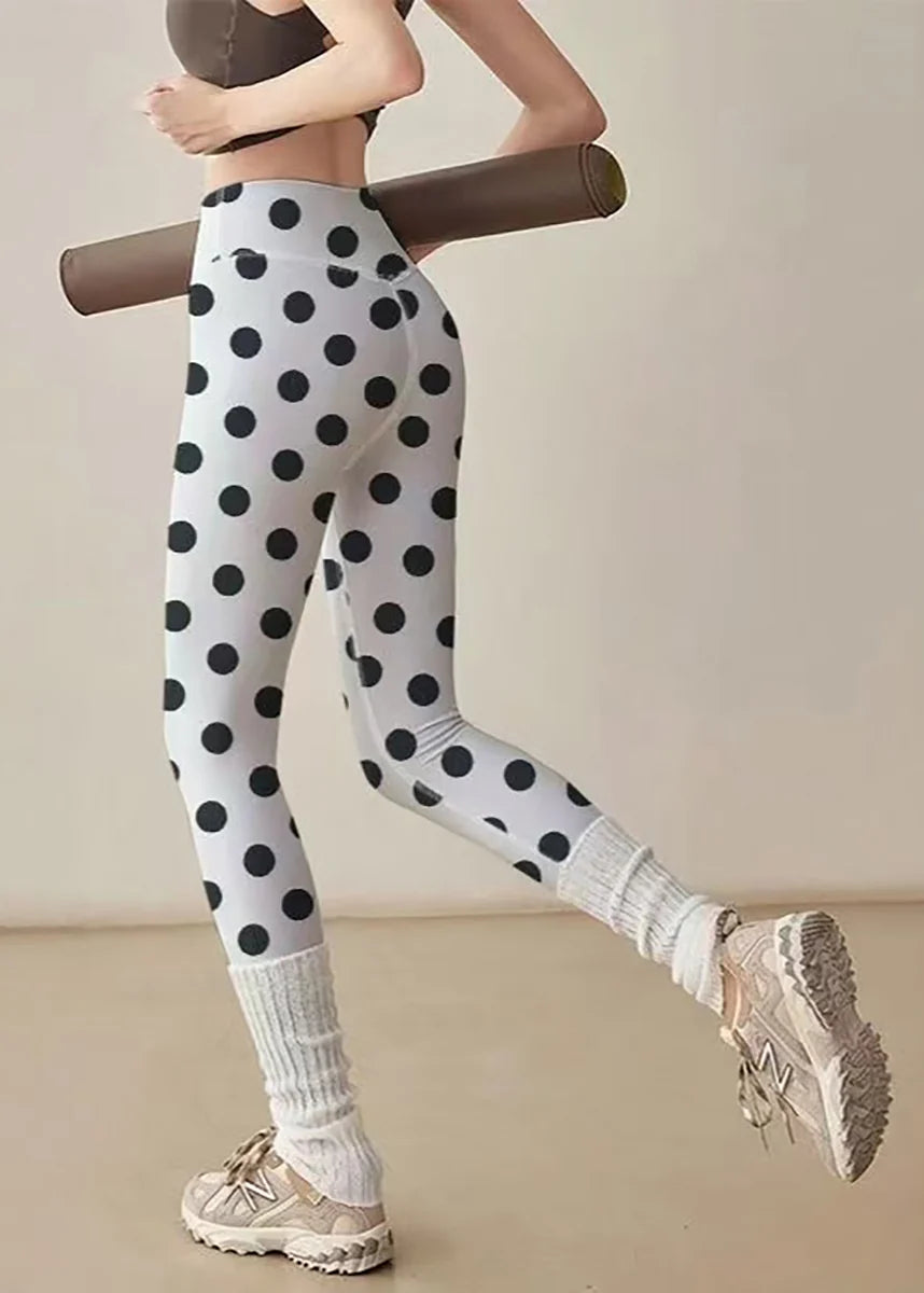 Leggings de sport Capri pour femmes à taille haute et motif à pois 0