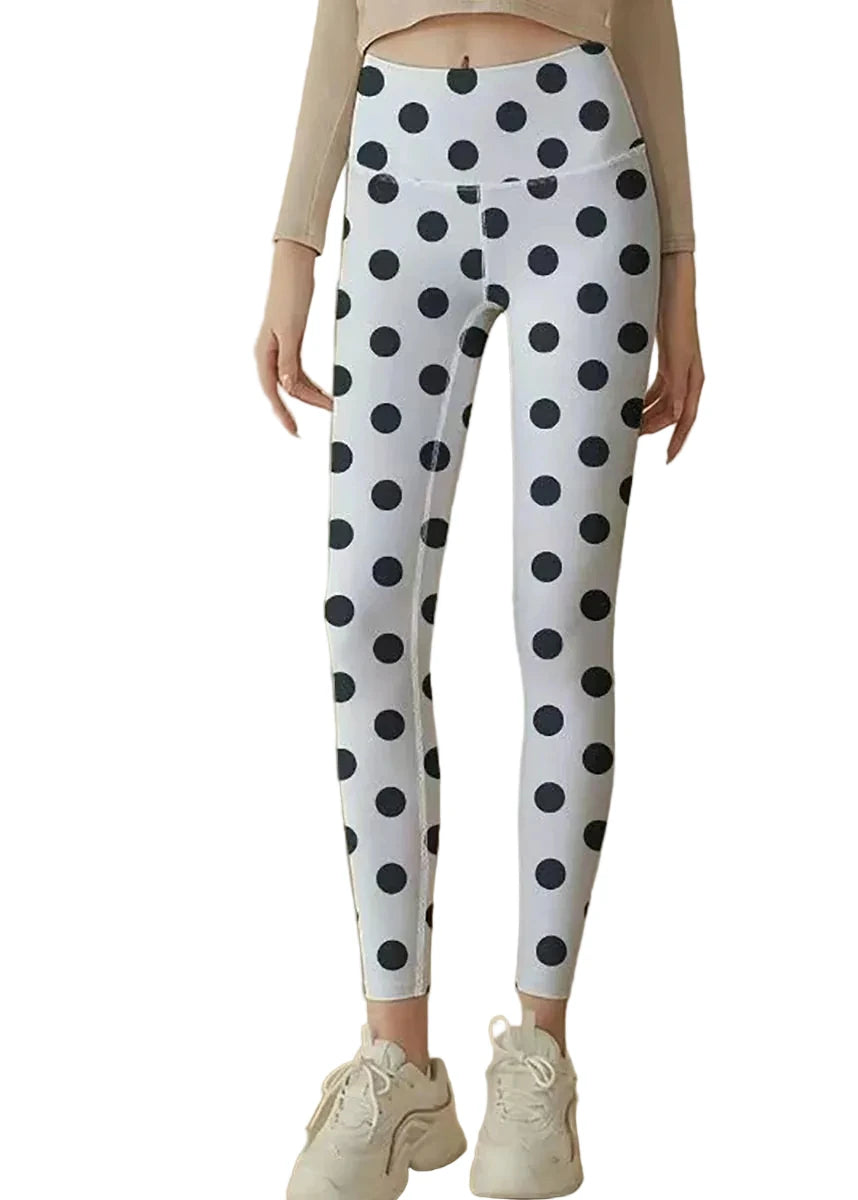 Leggings de sport Capri pour femmes à taille haute et motif à pois 1