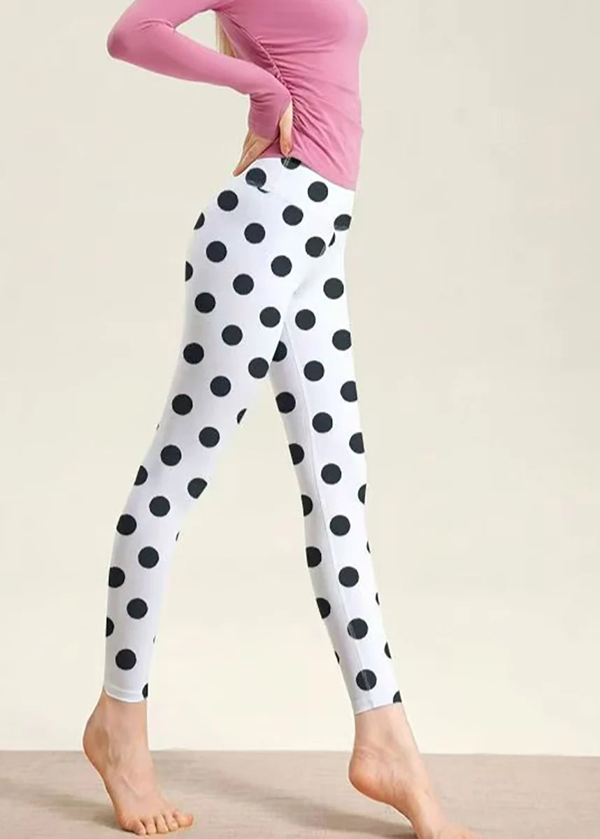 Leggings de sport Capri pour femmes à taille haute et motif à pois 2