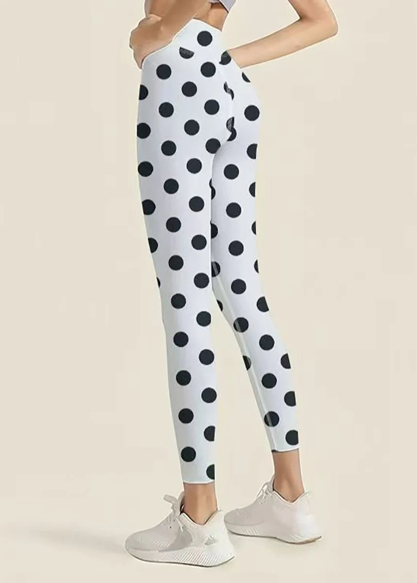 Leggings de sport Capri pour femmes à taille haute et motif à pois 4