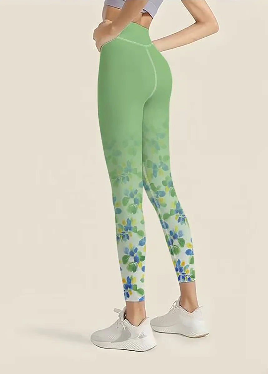 Leggings de sport femme taille haute imprimé floral dégradé 3