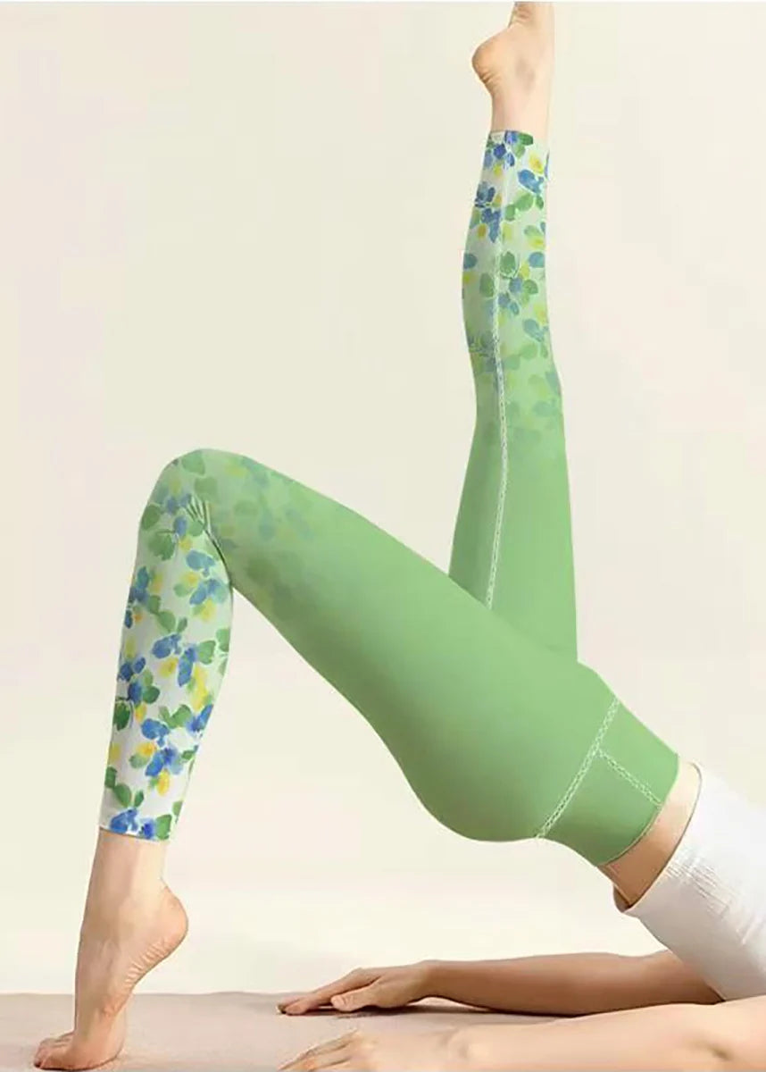 Leggings de sport femme taille haute imprimé floral dégradé 4