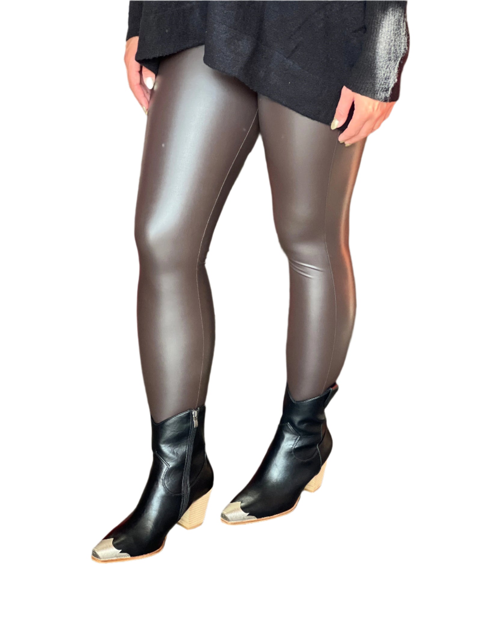 Leggings en Cuir Synthétique Chocolat 0