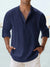 Variant image for Chemise Homme Bleu Col Mao Lin Coton Chic Confortable-89