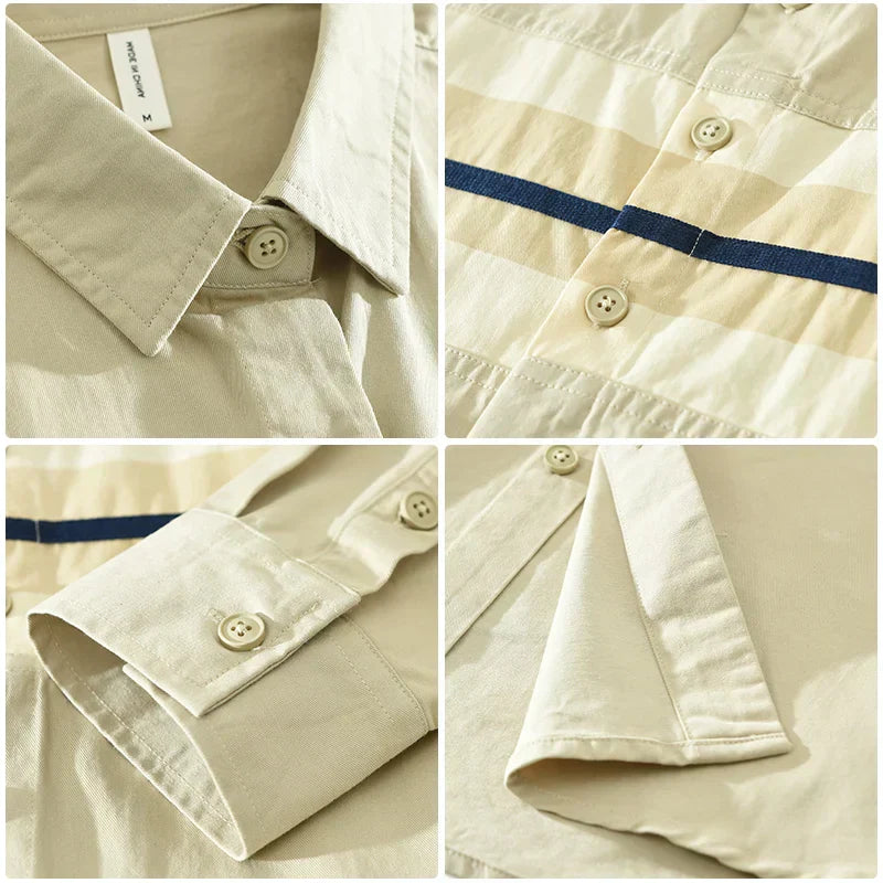 Chemise Homme Patchwork Confortable 100% Coton 6