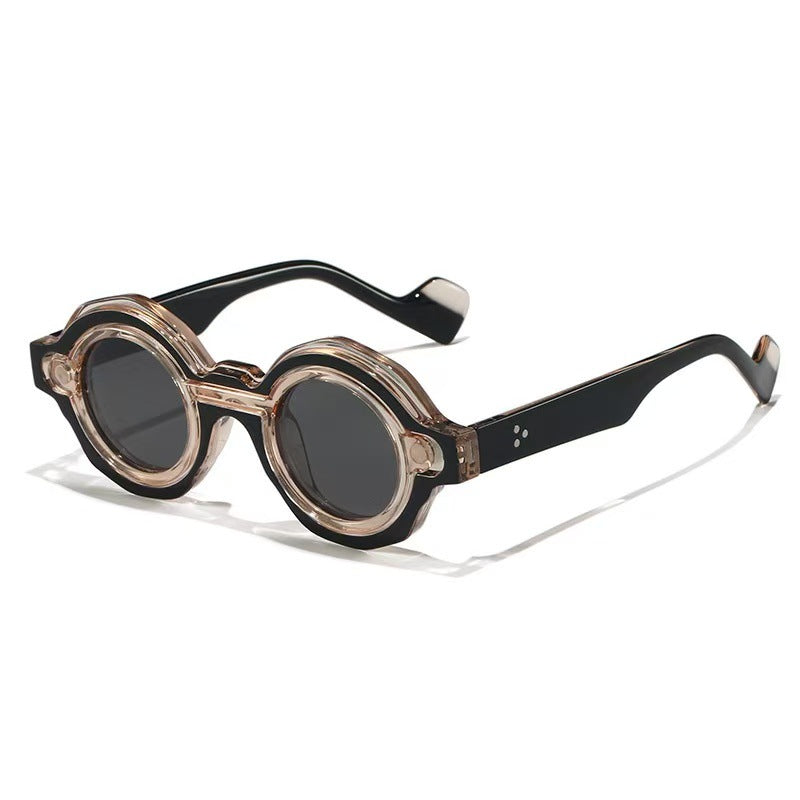 Lunette de Soleil Femme Design Rond Tendance avec Protection UV 5