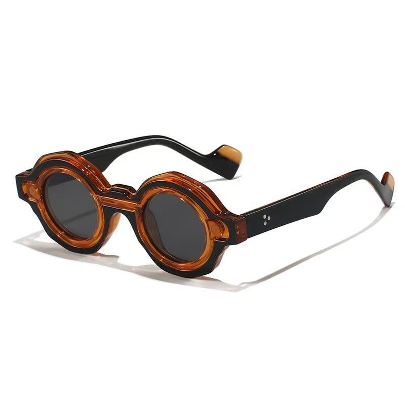 Lunette de Soleil Femme Design Rond Tendance avec Protection UV 8