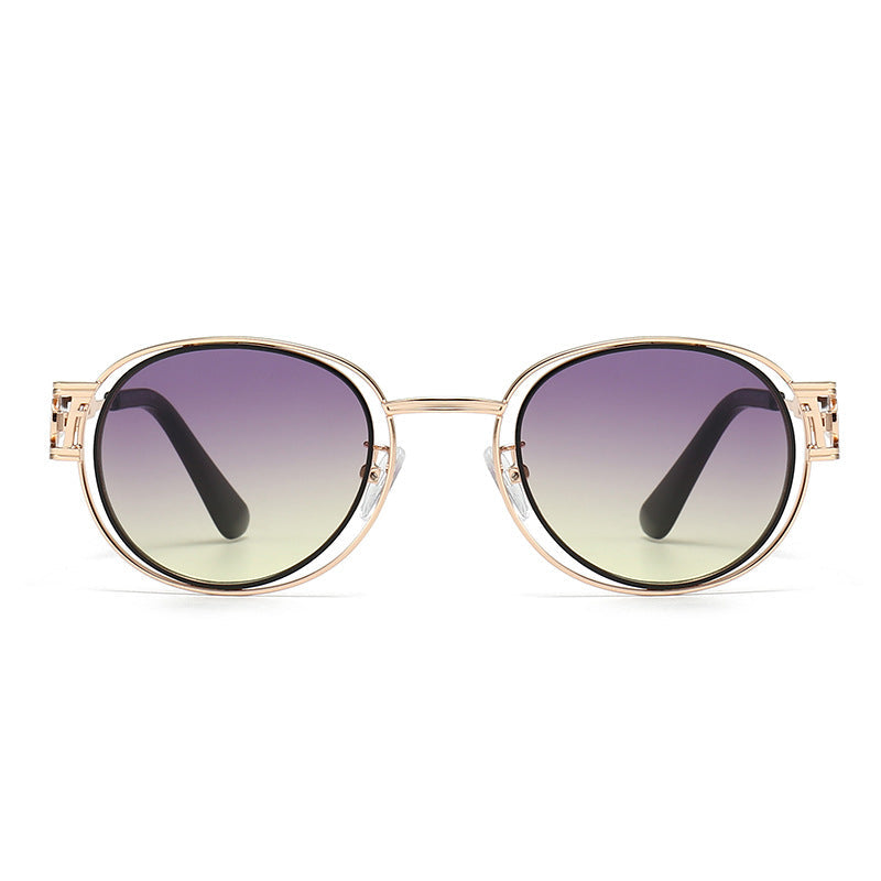 Lunette de Soleil Femme Monture Métallique Ronde Moderne 4