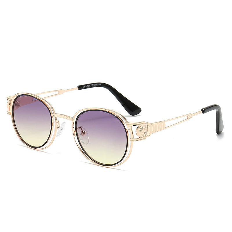 Lunette de Soleil Femme Monture Métallique Ronde Moderne 6