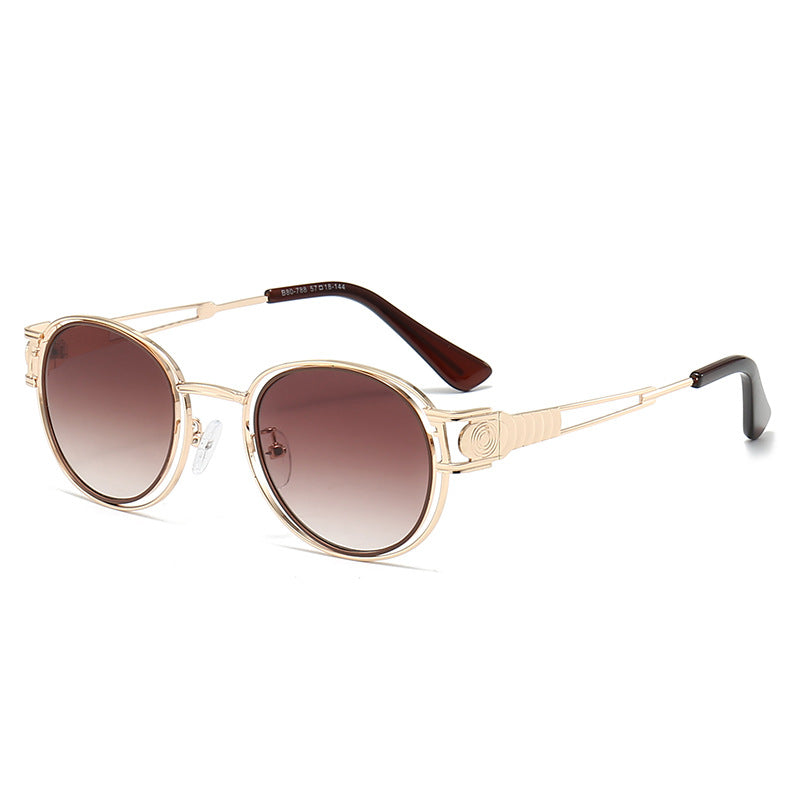 Lunette de Soleil Femme Monture Métallique Ronde Moderne 8