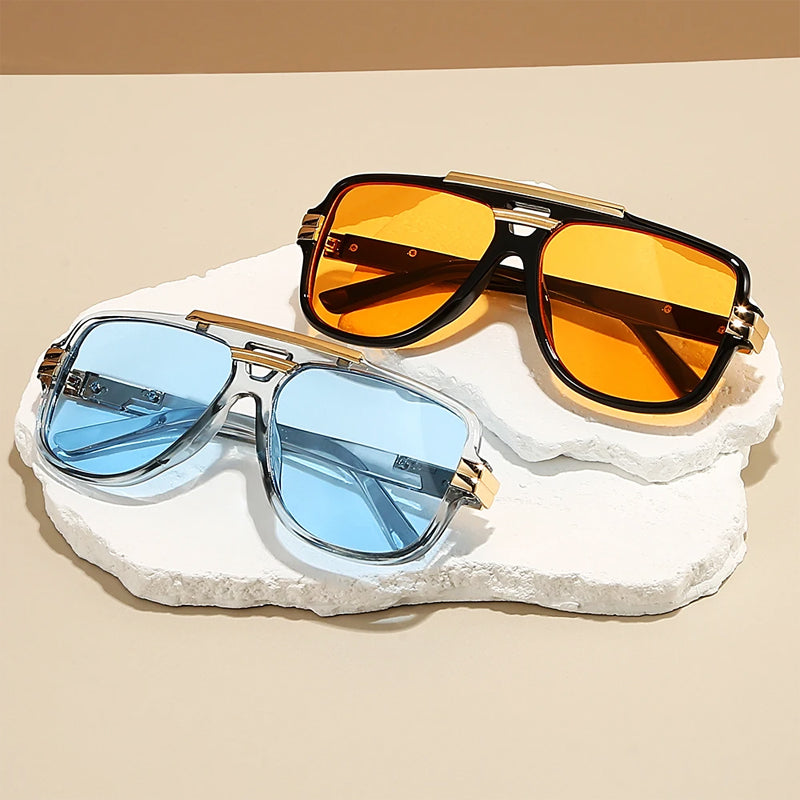 Lunettes de Soleil Géométriques avec Détails Dorés 6