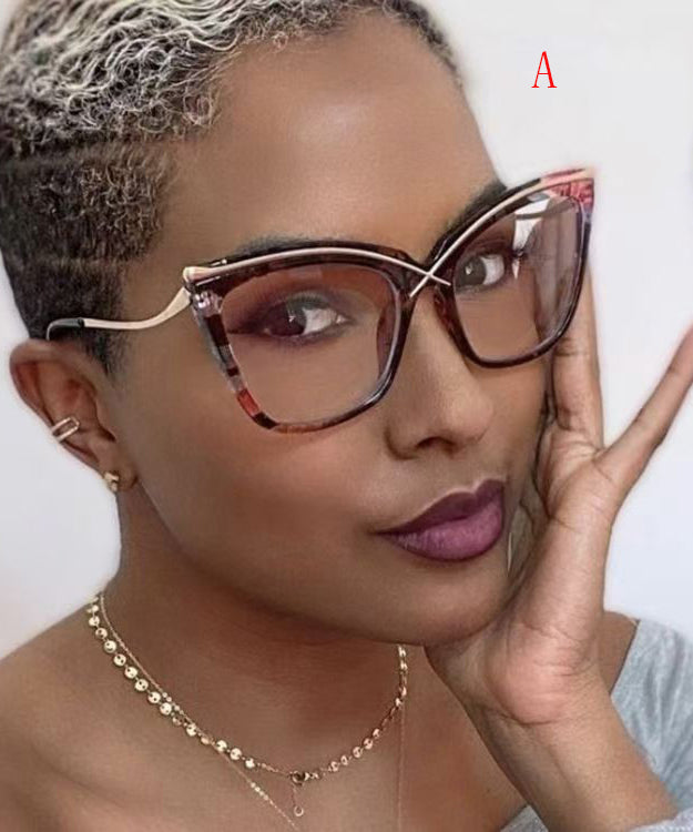 Lunettes de lecture femme monture métal œil de chat anti-lumière bleue 0