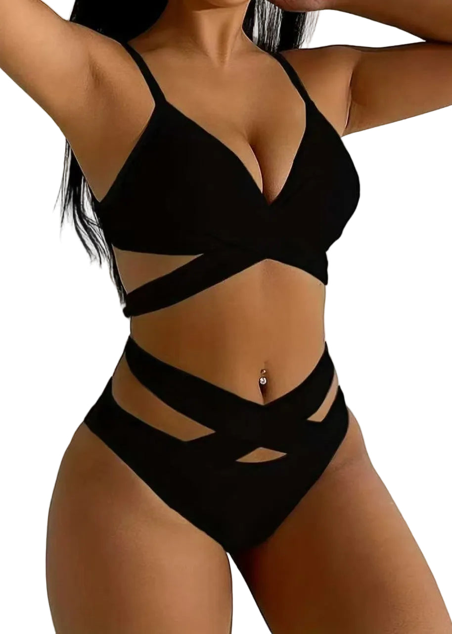 Maillot de Bain Femme Deux Pièces à Bretelles Croisées 0