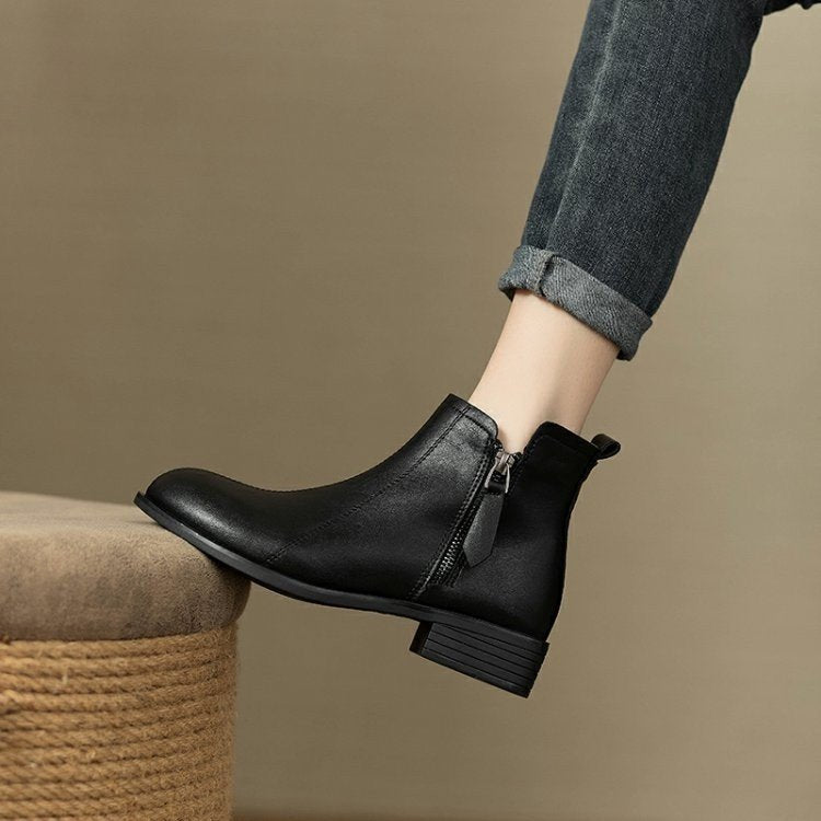 Bottines Femme Élégantes avec Fermeture Éclair en Cuir Artificiel 2