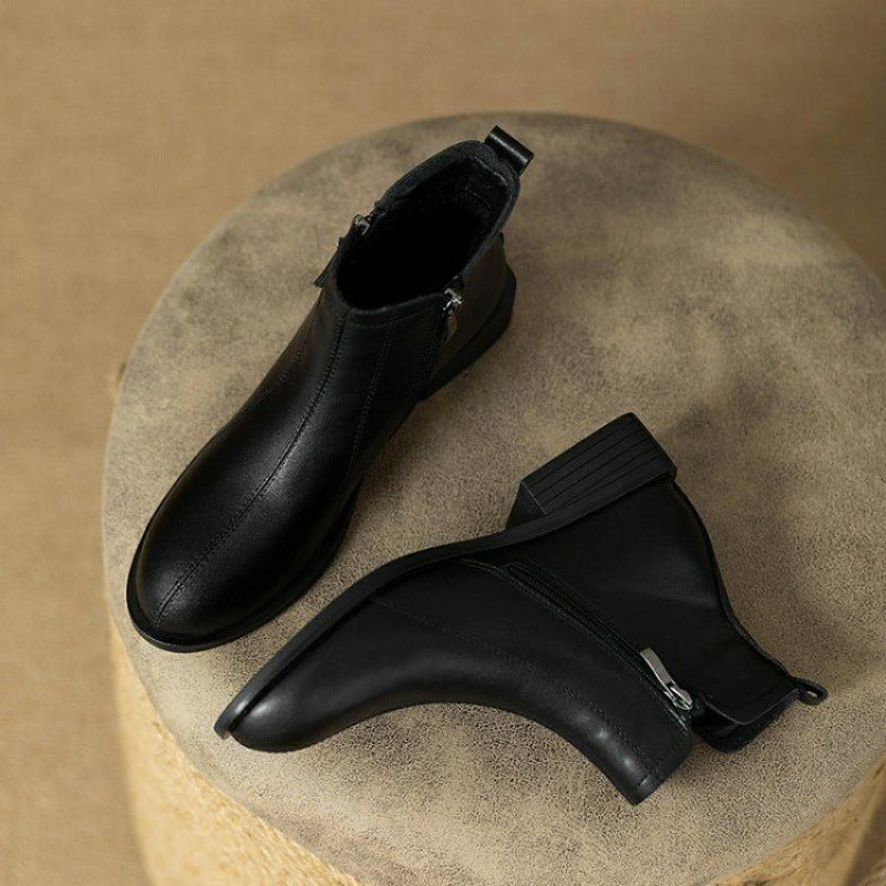Bottines Femme Élégantes avec Fermeture Éclair en Cuir Artificiel 4
