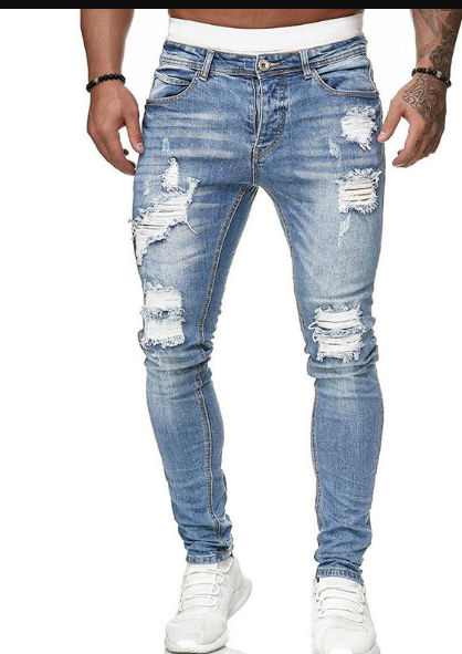 Variant image for Jean Homme Déchiré Moderne en Denim Ajusté-36