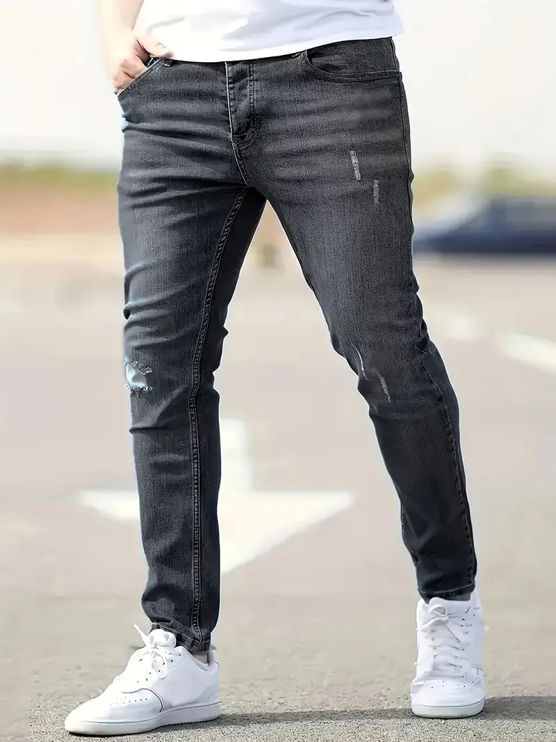 Variant image for Jean Homme Déchiré Moderne en Denim Ajusté-8