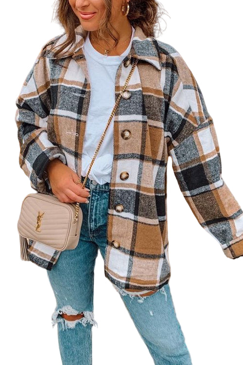 Manteau Chemise à Carreaux Décontracté pour Femme 0