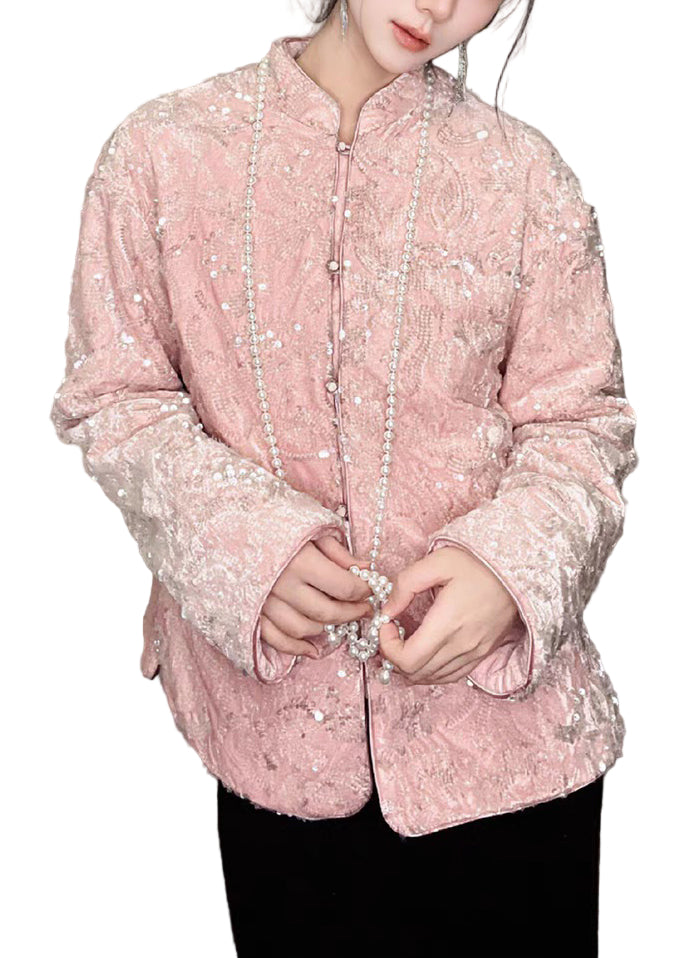 Manteau Chic à Manches Longues avec Paillettes 1