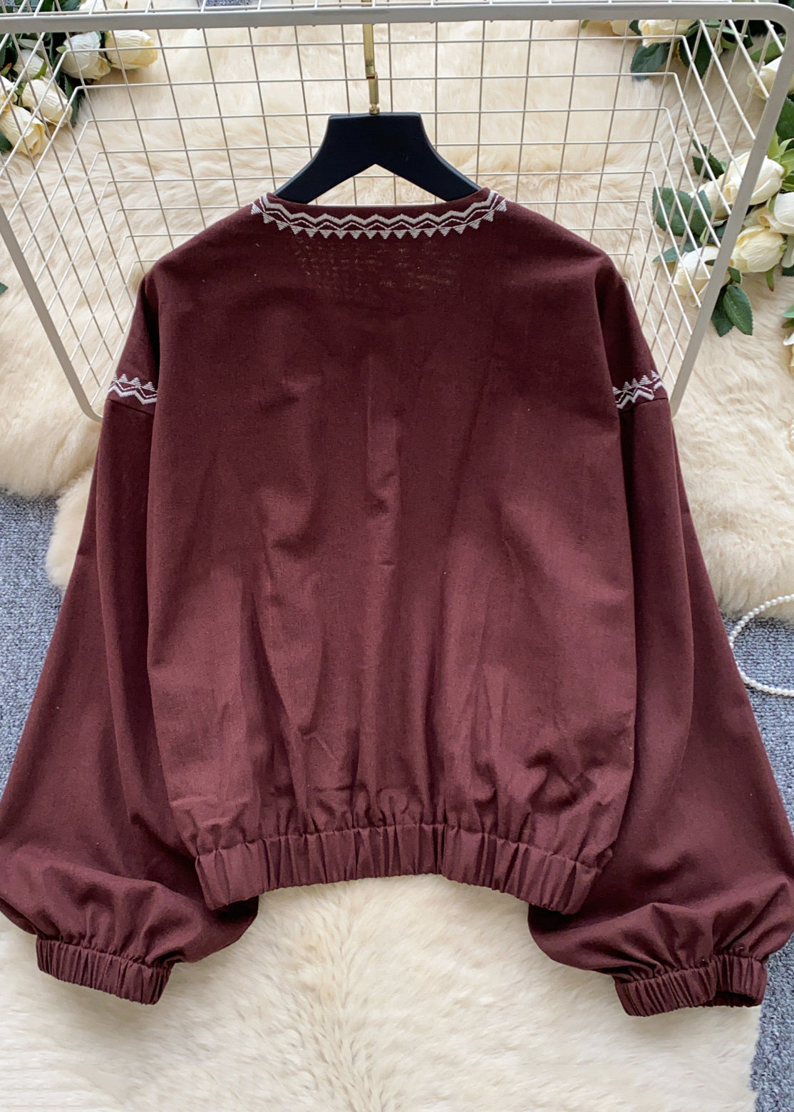 Manteau Femme Automnal à Fermeture Éclair Brodé 2
