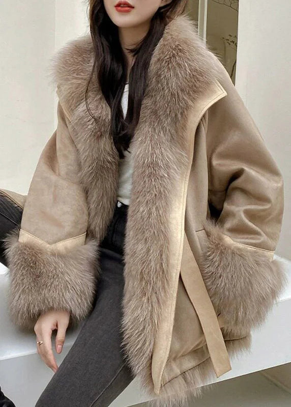 Manteau Femme Automne Style Patchwork avec Col Fourrure 0