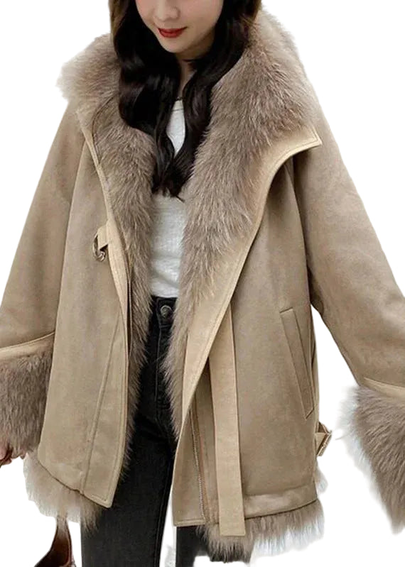 Manteau Femme Automne Style Patchwork avec Col Fourrure 1