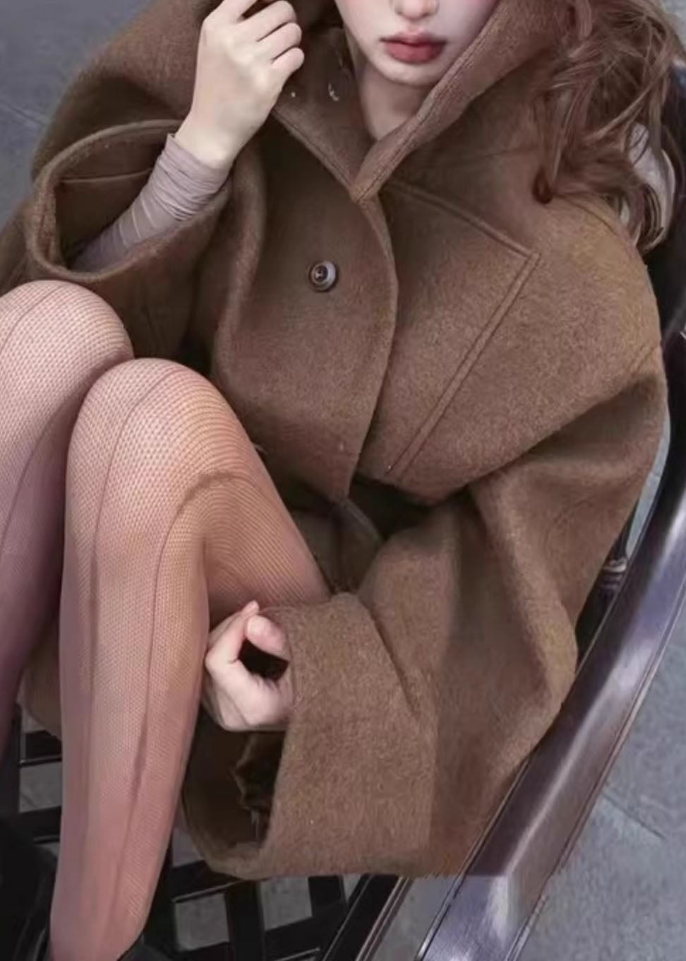 Manteau Femme Boutonné Col Montant Style Décontracté Manches Longues 4