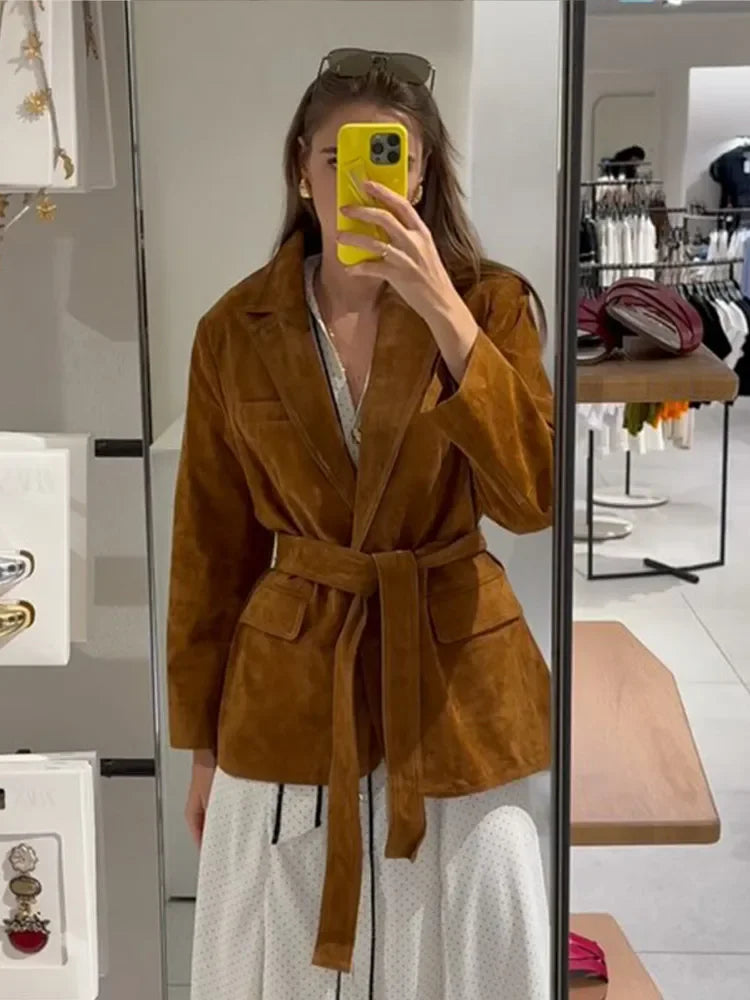 Manteau Femme Chic à Ceinture 1