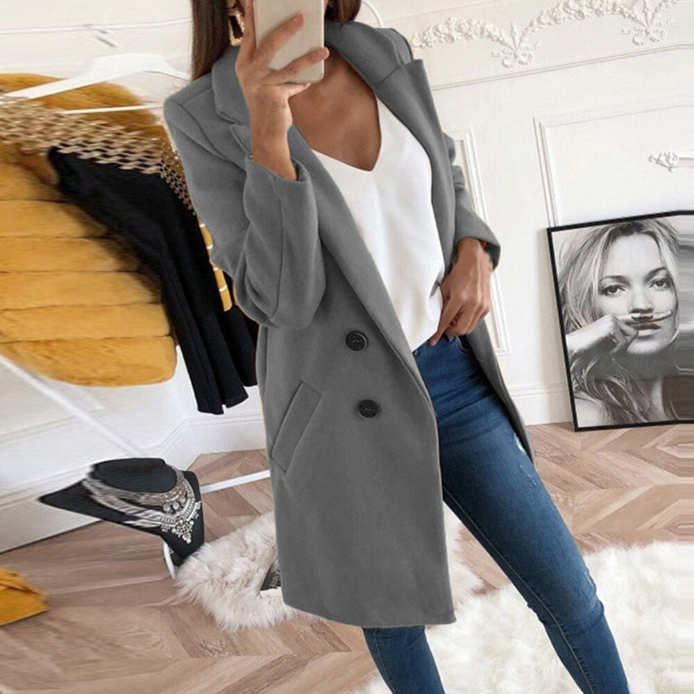 Manteau Femme Chic à Col Revers 6